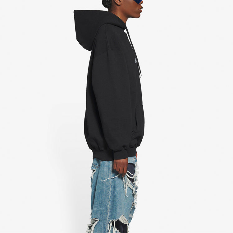 (WMNS) Balenciaga Bb Pixel Fleece Drawstring hooded Long Sleeves Hoodie Black 578135TKVI81070 #