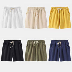 Men's Cotton Linen Casual Shorts Retro Large Size Solid Color