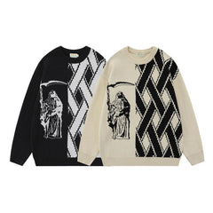 Vintage Anime Couple Sweater Oversize Knit