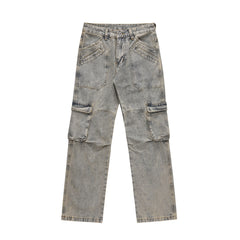 Distressed Straight-leg Denim Trousers For Men
