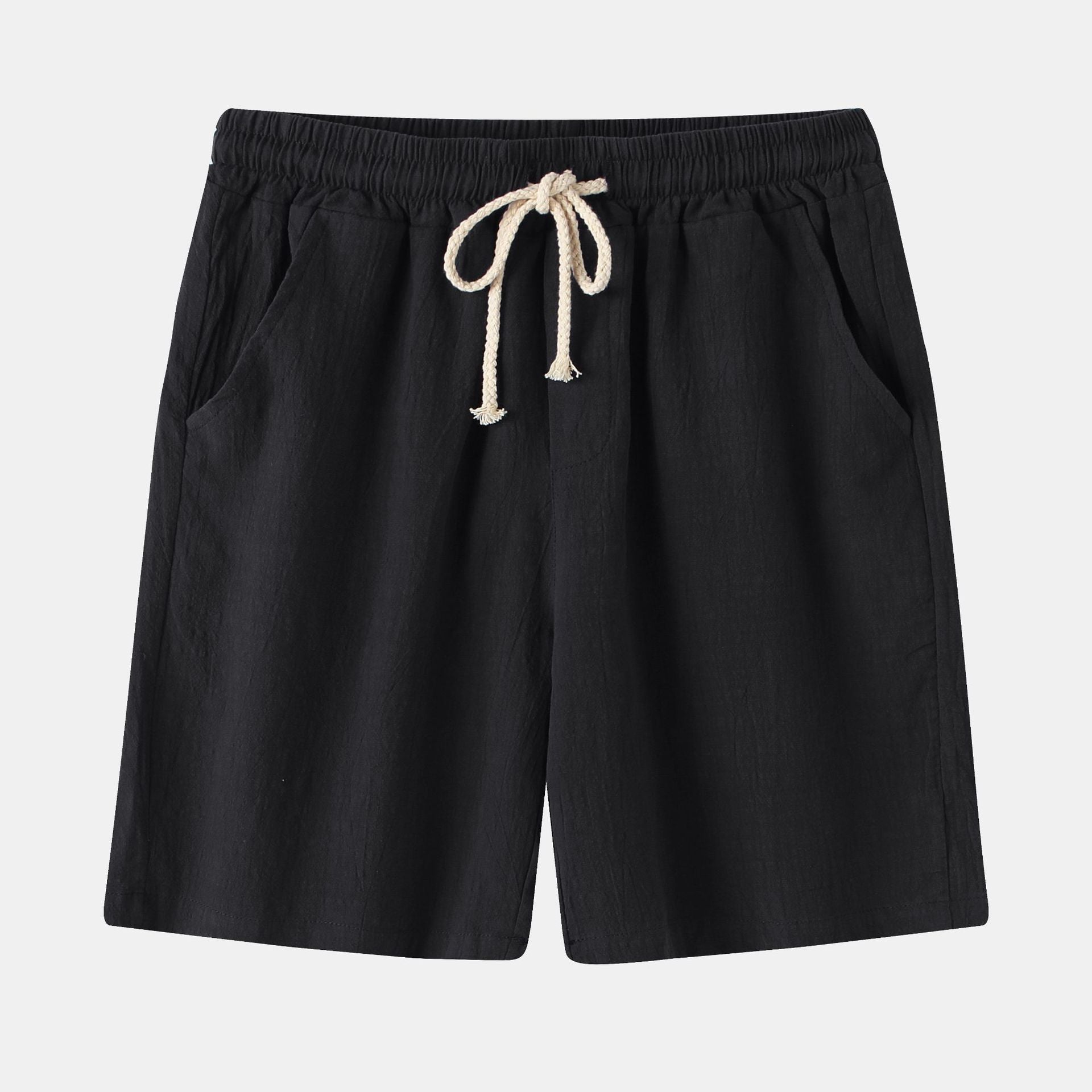 Men's Cotton Linen Casual Shorts Retro Large Size Solid Color