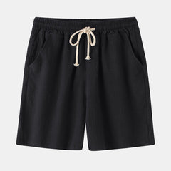 Men's Cotton Linen Casual Shorts Retro Large Size Solid Color