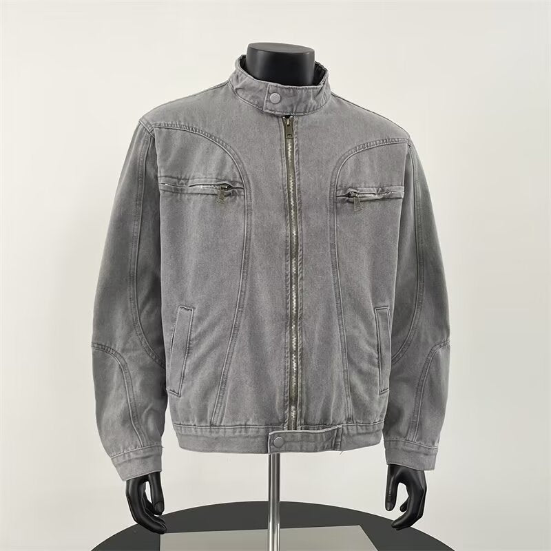 Mens Heavy-Duty Washed And Distressed Denim Jacket