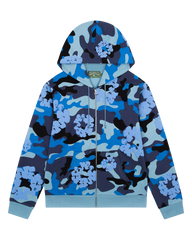 Blue Camo Cotton Wreath Zip Hoodie