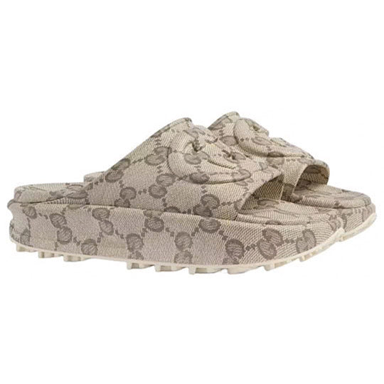 GUCCI SLIDE SANDAL " INTERLOCKING BEIGE EBONY ' #.