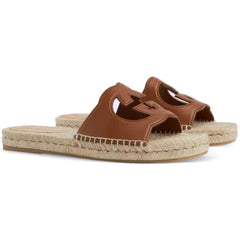 GUCCI CUT-OUT SLIDE " BROWN BEIGE "