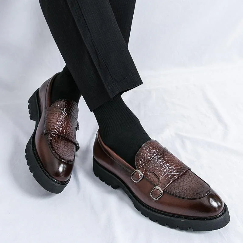 Slip-on Platform Height Increasing Men's Leather Loafers Shoes