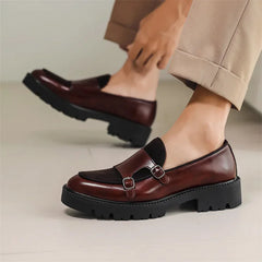 Loafers Men Leather Shoes Thick-soled British Style Black Formal Business Shoes Fashion Luxury Slip-On Casual Shoes Big Size 46