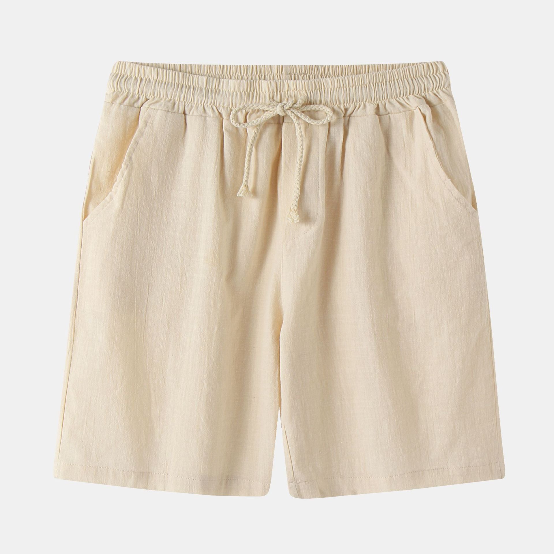 Men's Cotton Linen Casual Shorts Retro Large Size Solid Color