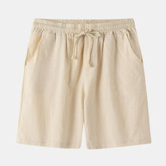 Men's Cotton Linen Casual Shorts Retro Large Size Solid Color