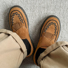 Fashion Tassel Woven Men's Round Shoes