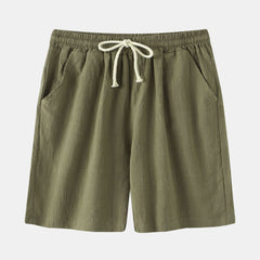 Men's Cotton Linen Casual Shorts Retro Large Size Solid Color