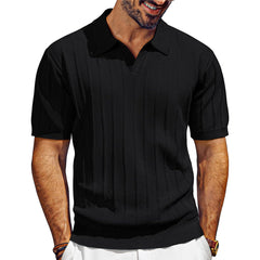Men's Breathable V-neck Hollow Lapel Knitwear