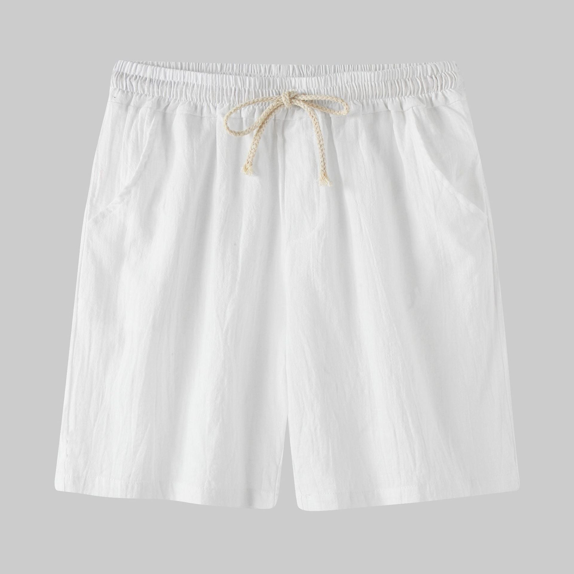 Men's Cotton Linen Casual Shorts Retro Large Size Solid Color