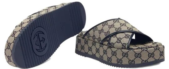 GUCCI SLIDE SANDAL " BEIGE BLUE " #.