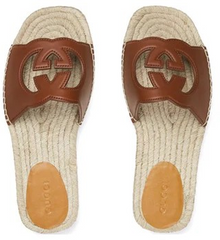 GUCCI CUT-OUT SLIDE " BROWN BEIGE "