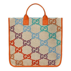 (WMNS) Gucci Rainbow Gradient Logo Flax Tote 'Beige Orange' 550763-2KMA0-8485 #
