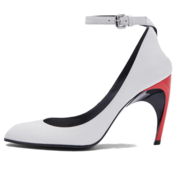 (WMNS) Alexander McQueen Armadillo Ankle Strap Heels 'Black Silver Red' 780679WIEX48740 #