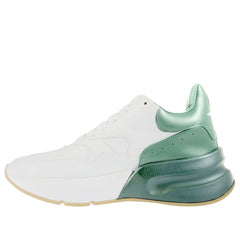 (WMNS) Alexander McQueen Oversized Runner Low Top Leather Sneakers with Mesh 'White Green' 533709WHRU39463 #