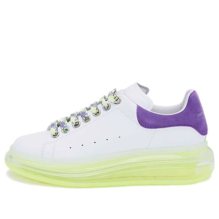(WMNS) Alexander McQueen Neon Sole Leather Sneakers 'White Purple' 612744WIA4G9333 #