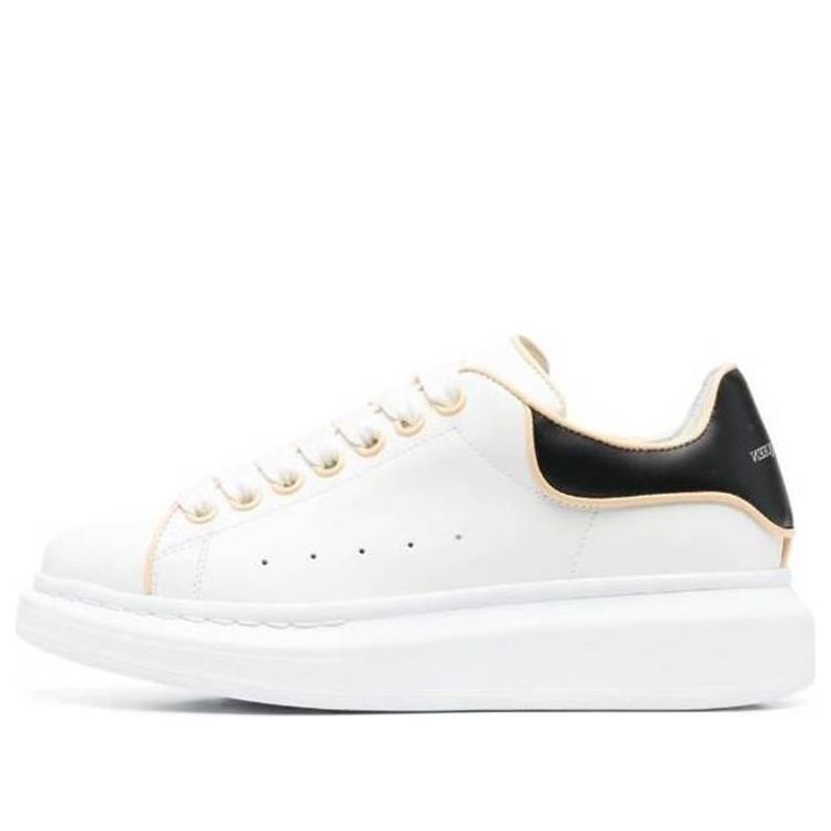 (WMNS) Alexander McQueen Oversized Leather Sneakers 'White Black' 733003WHJE58808 #