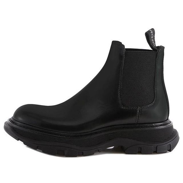 (WMNS) Alexander McQueen Leather Chelsea boots 'Black' 641837WHZ841000 #