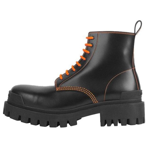 Balenciaga Strike 20mm Lace-up Martin Boots Black/Orange 589338WA9641075 #