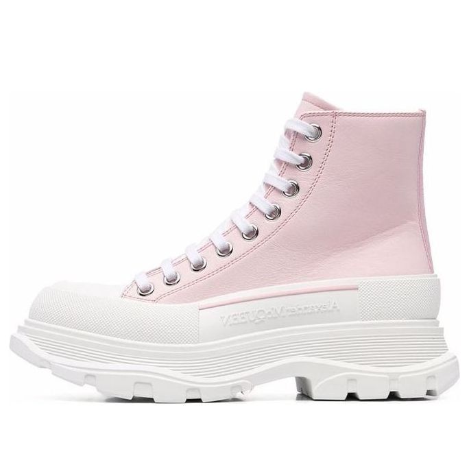 (WMNS) Alexander McQueen Leather Ankle Boots 'Pink White' 633900WHZ625805 #