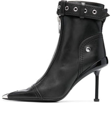 (WMNS) Alexander McQueen Leather Heel Ankle Boots 'Black' 768101WIDR41081 #
