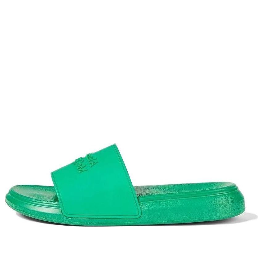 (WMNS) Alexander McQueen Embossed Rubber Slides 'Green' 666983W4QS03115 #