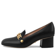 (WMNS) Gucci Sylvie Chain-embellished Leather Mid-Heel Pumps 'Black' 537539-CQXS0-1183 #