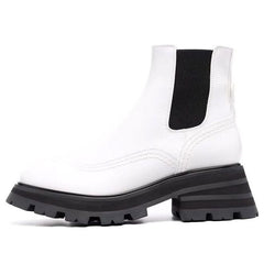 (WMNS) Alexander McQueen Leather Chelsea Ankle Boots 'White Black' 666368WHZ849360 #